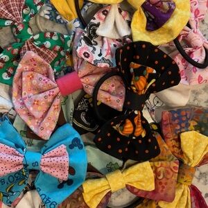 Three Pack of Handmade Patterned Bow Hair Ties